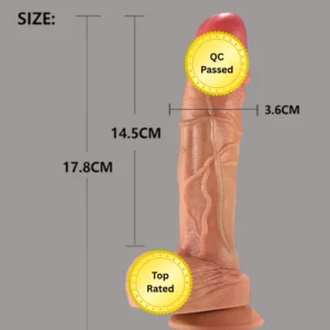 Realistic Dildo with Suction Cup Dual Layer Silicone For Women