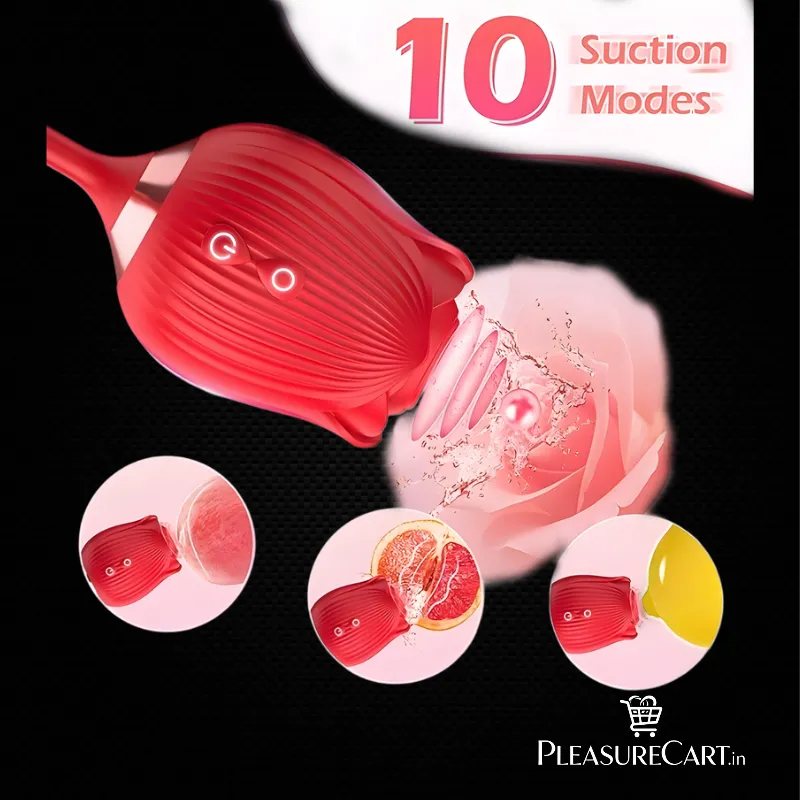 Rose Sucker With Thrustor Vibrator Tail Dildo