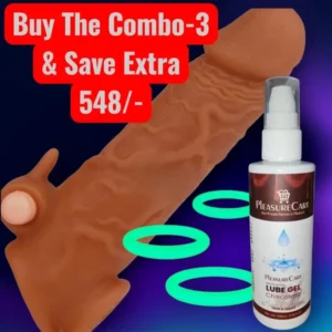 PleasureCart Combo-Vibrating C-Spot Penis Sleeves+3pcs Cock Ring+Lube