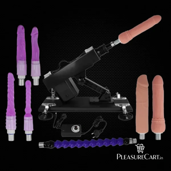 Automatic Thrusting Dildo Sex Machine with 8 Attachments
