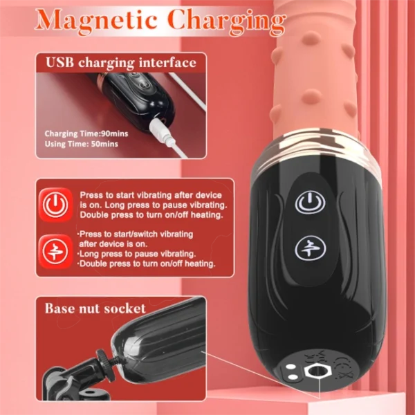 HeatWave 10-Mode Thrusting & Vibrating Dildo Machine-5