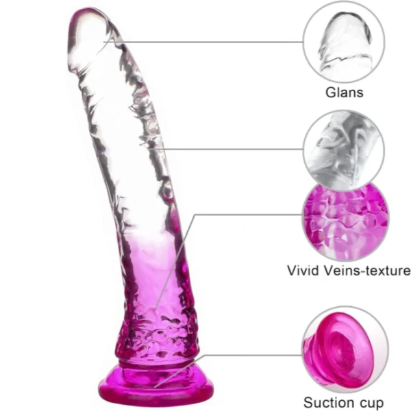 Transparent Veined Dildo with Suction Cup-2