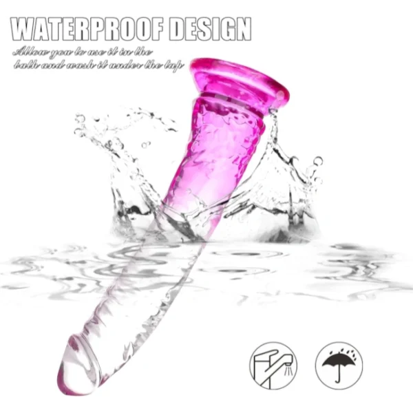 Transparent Veined Dildo with Suction Cup-3
